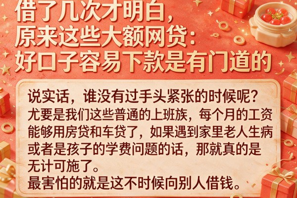 借了几次才明白，原来这些大额网贷好口子容易下款是有门道的