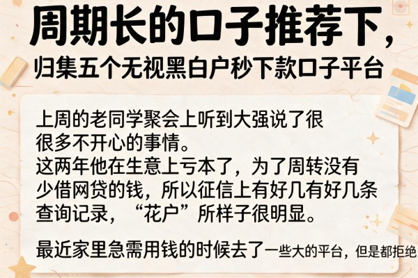 周期长的口子推荐下，归集五个无视黑白户秒下款口子平台
