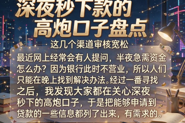 深夜秒下款的高炮口子盘点，这几个渠道审核宽松