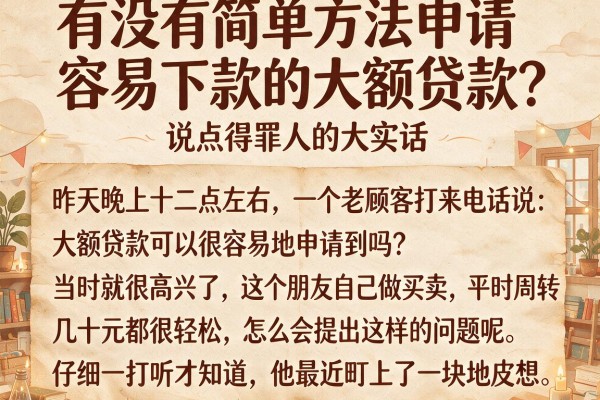 有没有简单方法申请容易下款的大额贷款？说点得罪人的大实话