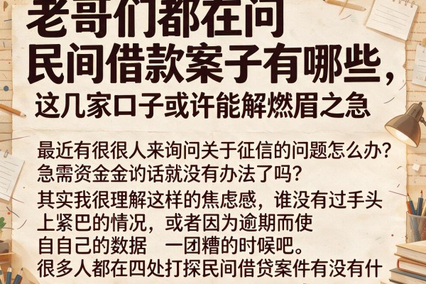 老哥们都在问民间借款案子有哪些,这几家口子或许能解燃眉之急