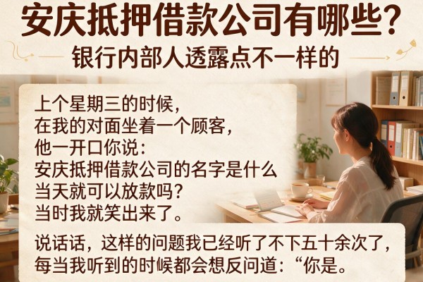 安庆抵押借款公司有哪些？银行内部人透露点不一样的