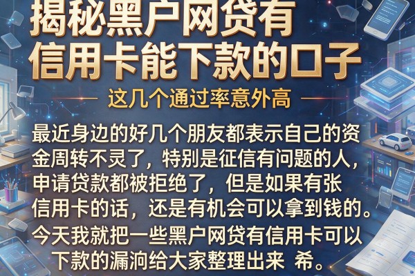 揭秘黑户网贷有信用卡能下款的口子，这几个通过率意外高
