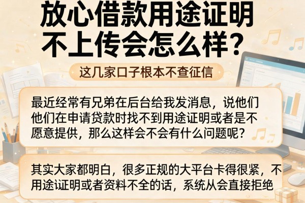 放心借款用途证明不上传会怎么样？这几家口子根本不查征信