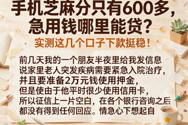 手机芝麻分只有600多，急用钱哪里能贷？实测这几个口子下款挺稳！