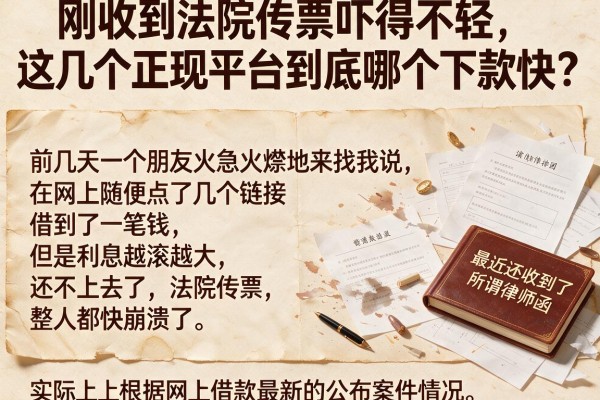 刚收到法院传票吓得不轻，这几个正规平台到底哪个下款快？
