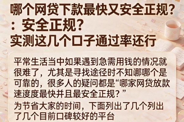 哪个网贷下款最快又安全正规？实测这几个口子通过率还行