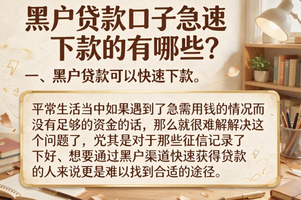 黑户贷款口子急速下款的有哪些？整理几个还能下款的渠道