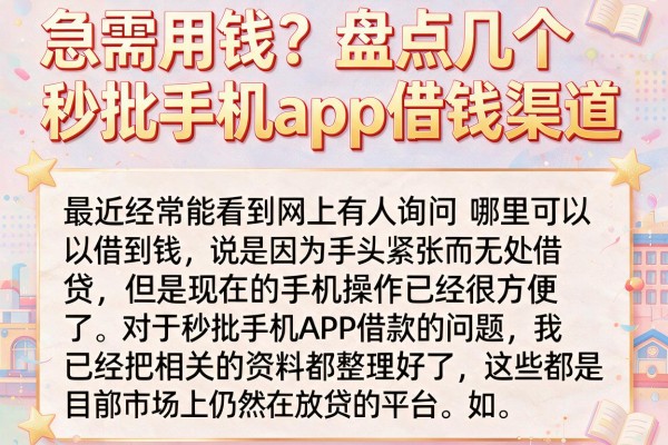急需用钱？盘点几个秒批手机app借钱渠道