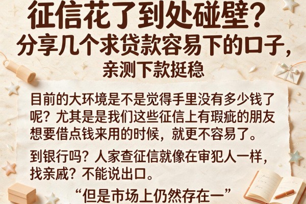 征信花了到处碰壁？分享几个求贷款容易下的口子，亲测下款挺稳