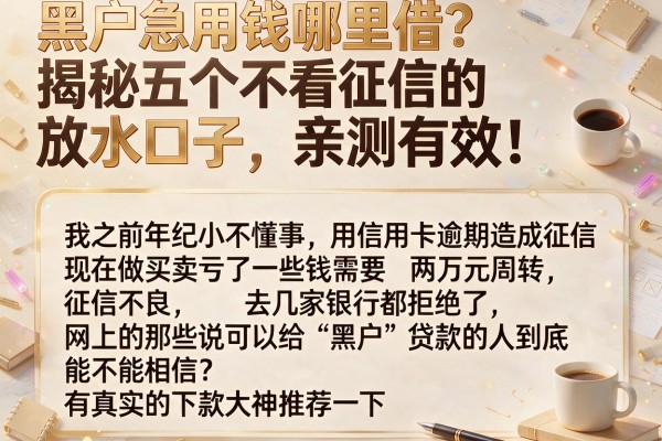 黑户急用钱哪里借?揭秘五个不看征信的放水口子,亲测有效!