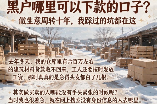黑户哪里可以下款的口子？做生意周转十年，我踩过的坑都在这