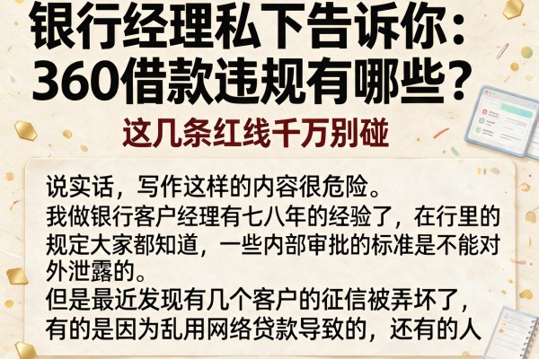 银行经理私下告诉你：360借款违规有哪些？这几条红线千万别碰