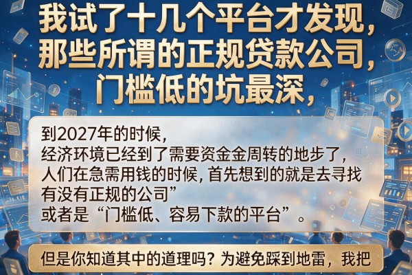 我试了十几个平台才发现，那些所谓的正规贷款公司，门槛低的坑最深