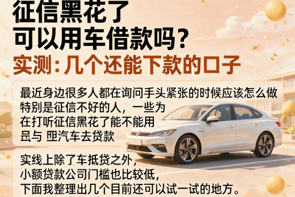 征信黑花了可以用车借款吗？实测几个还能下款的口子