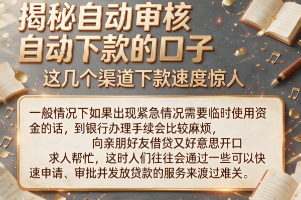 揭秘自动审核自动下款的口子，这几个渠道下款速度惊人