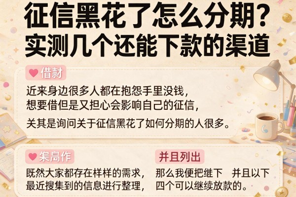 征信黑花了怎么分期？实测几个还能下款的渠道