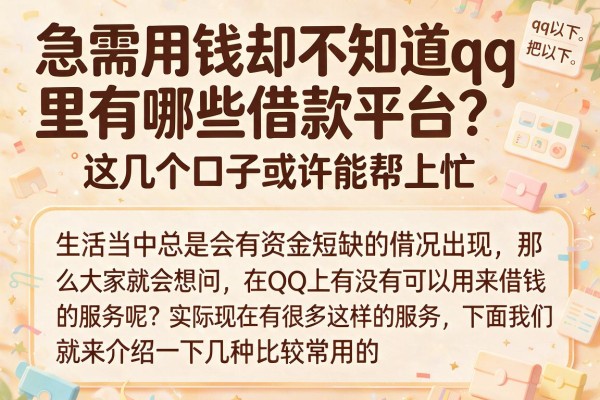急需用钱却不知道qq里有哪些借款平台？这几个口子或许能帮上忙