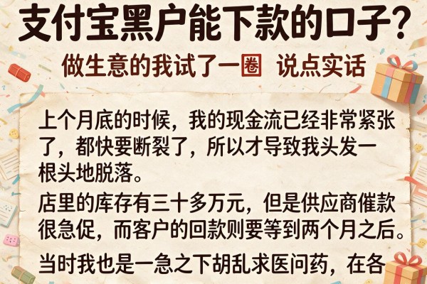 支付宝黑户能下款的口子？做生意的我试了一圈，说点实话