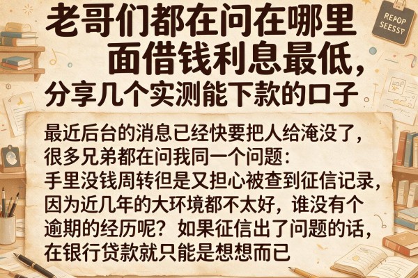 老哥们都在问在哪里面借钱利息最低，分享几个实测能下款的口子
