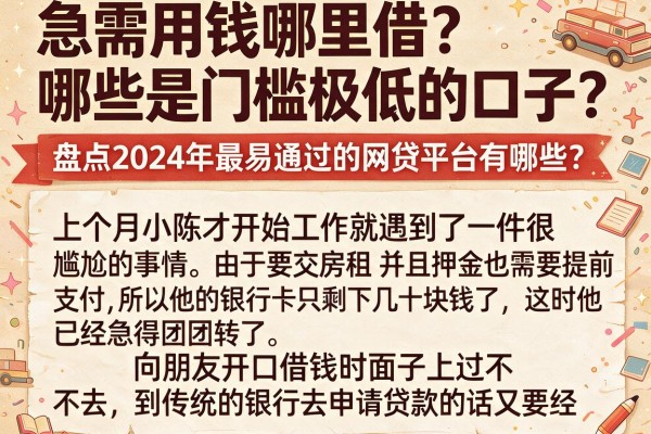 急需用钱哪里借？哪些是门槛极低的口子？盘点2024年最易通过的网贷平台有哪些？