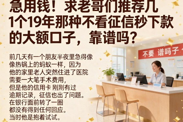 急用钱！求老哥们推荐几个19年那种不看征信秒下款的大额口子，靠谱吗？