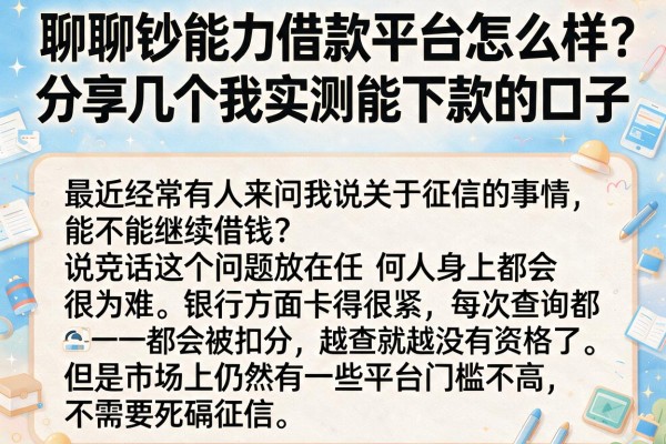 聊聊钞能力借款平台怎么样，分享几个我实测能下款的口子