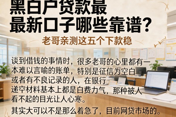 黑白户贷款最新口子哪些靠谱?老哥亲测这五个下款稳