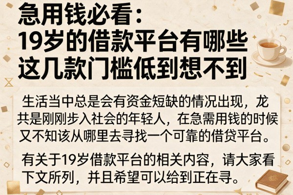 急用钱必看:19岁的借款平台有哪些,这几款门槛低到想不到