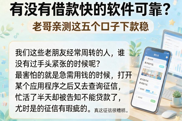 有没有借款快的软件可靠？老哥亲测这五个口子下款稳