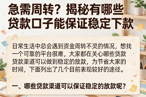 急需周转？揭秘有哪些贷款口子能保证稳定下款