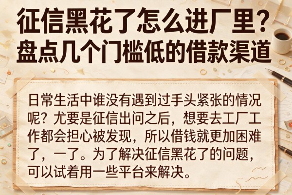 征信黑花了怎么进厂里？盘点几个门槛低的借款渠道
