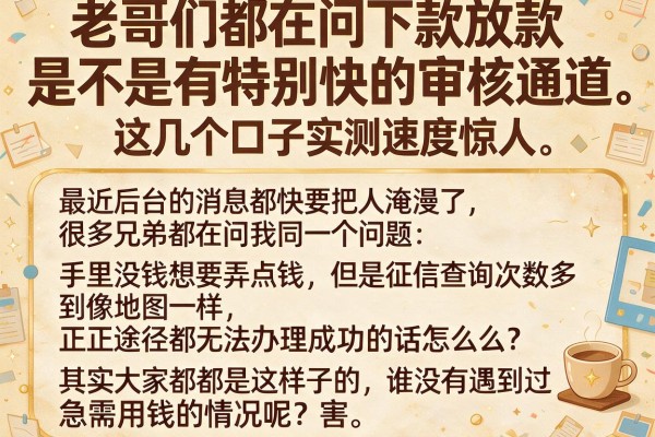 老哥们都在问下款放款是不是有特别快的审核通道，这几个口子实测速度惊人