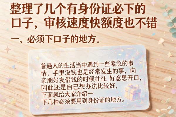 整理了几个有身份证必下的口子，审核速度快额度也不错