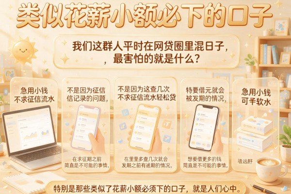 类似花薪小额必下的口子，陈列五个急用小钱不求征信流水轻松贷的软件