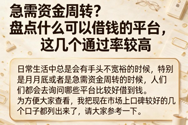急需资金周转？盘点什么可以借钱的平台，这几个通过率较高