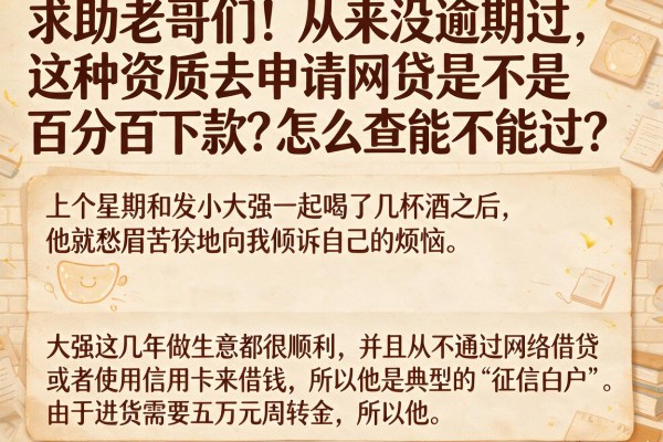 求助老哥们！从来没逾期过，这种资质去申请网贷是不是百分百下款？怎么查能不能过？