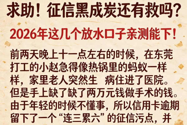 求助！征信黑成炭还有救吗？2026年这几个放水口子亲测能下！