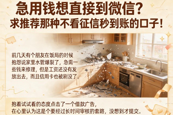 急用钱想直接到微信？求推荐那种不看征信秒到账的口子！
