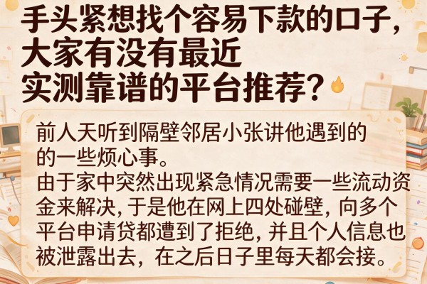 手头紧想找个容易下款的口子，大家有没有最近实测靠谱的平台推荐？