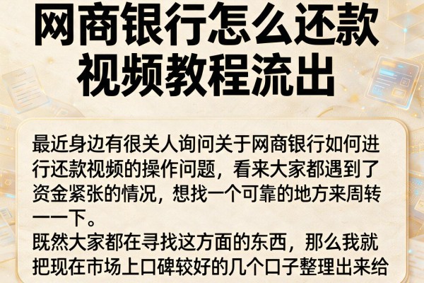 网商银行怎么还款视频教程流出，这几款备用金口子也值得看