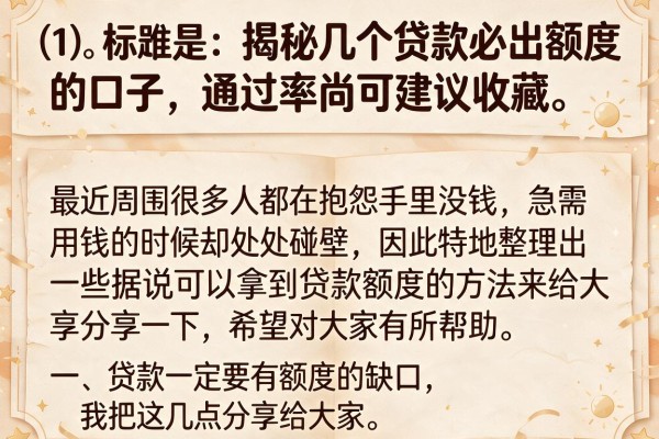 揭秘几个贷款必出额度的口子，通过率尚可建议收藏
