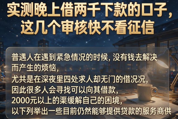 实测晚上借两千下款的口子，这几个审核快不看征信