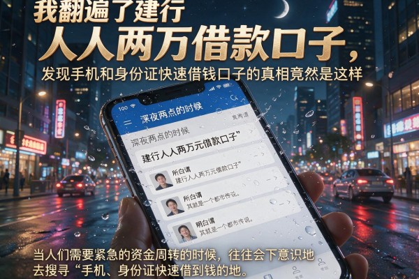 我翻遍了建行人人两万借款口子，发现手机和身份证快速借钱口子的真相竟然是这样