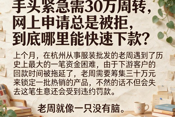 手头紧急需30万周转，网上申请总是被拒，到底哪里能快速下款？