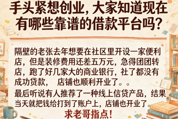手头紧想创业，大家知道现在有哪些靠谱的借款平台吗？求老哥指点！