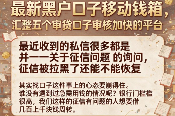 最新黑户口子移动钱箱,汇整五个审贷口子审核加快的平台