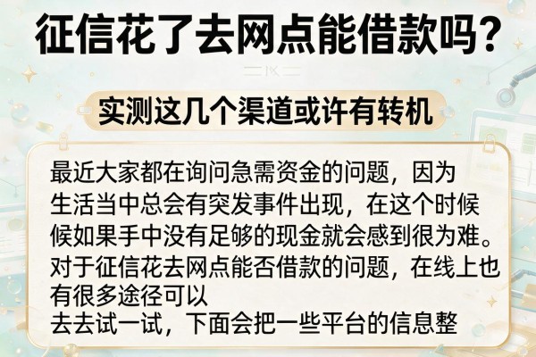 征信花了去网点能借款吗？实测这几个渠道或许有转机