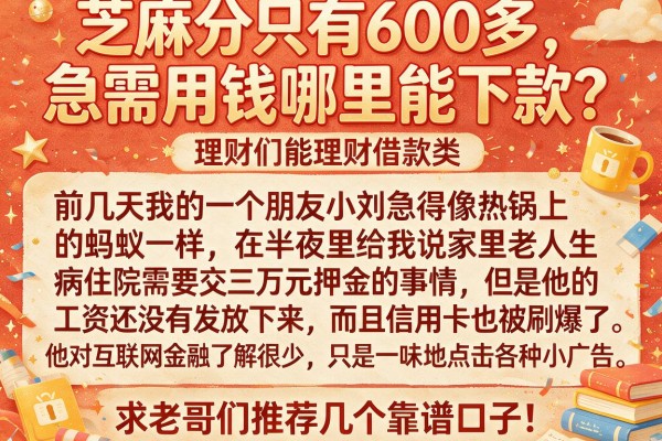 芝麻分只有600多，急需用钱哪里能下款？求老哥们推荐几个靠谱口子！