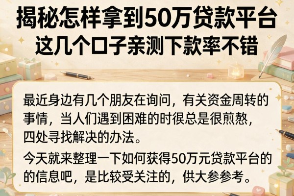 揭秘怎样拿到50万贷款平台，这几个口子亲测下款率不错